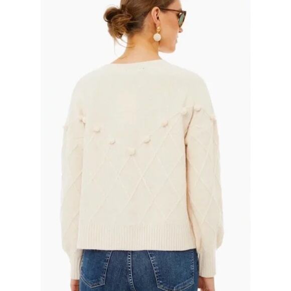 Tuckernuck Pomander Place Pam Pom Pom Argyle Sweater in Cream, Size Large - Picture 9 of 11